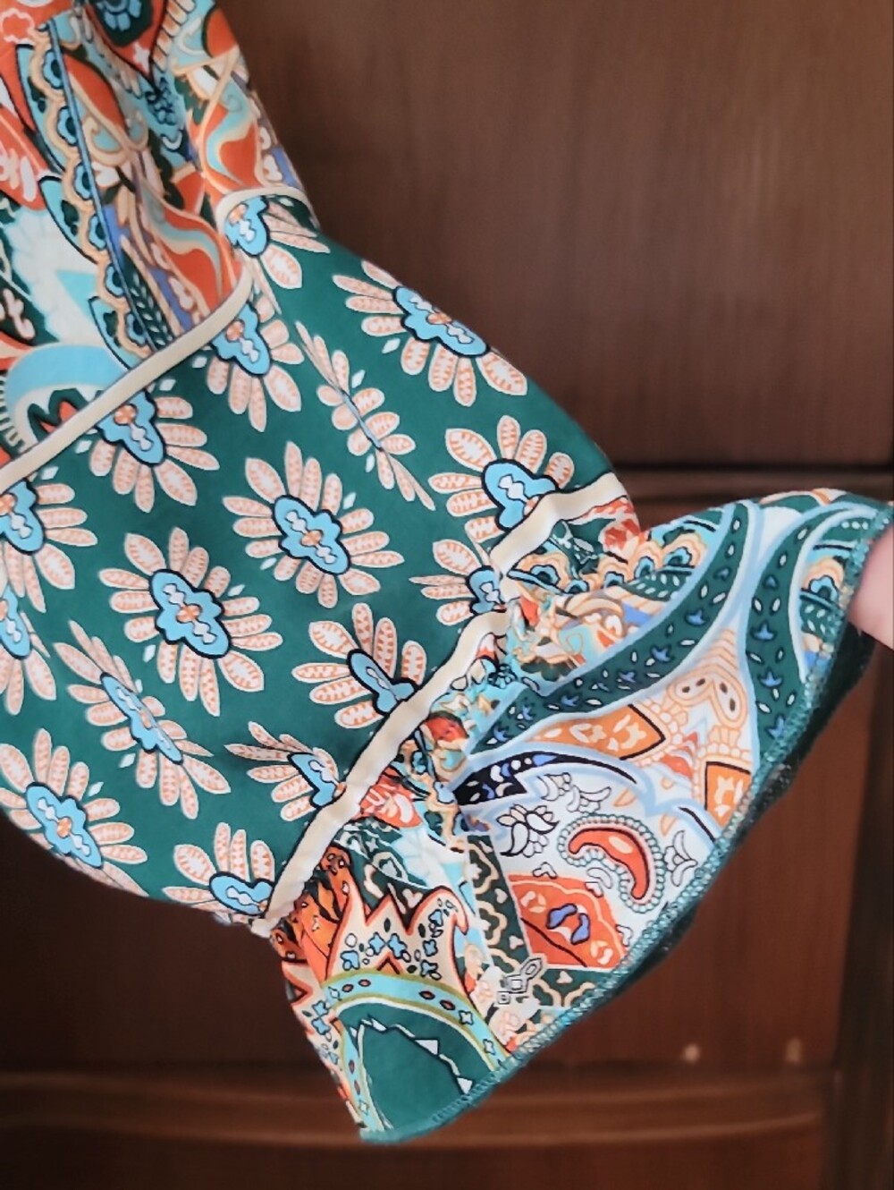 Boho Floral Paisley Tunic Dress in Teal & Coral - Picture 5 of 16